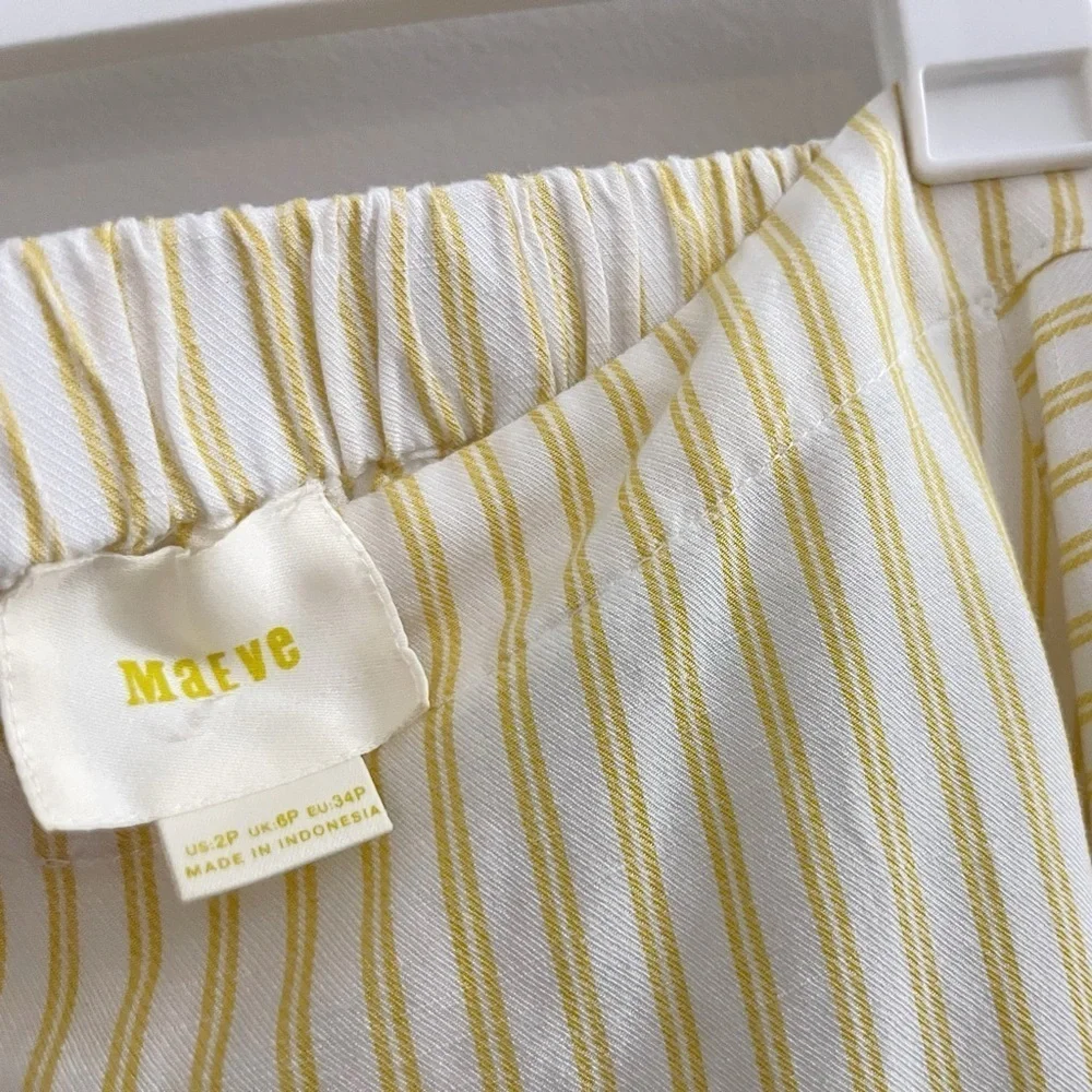 Anthropologie Maeve Off the Shoulder Top Yellow Festival Puff Sleeves Coastal